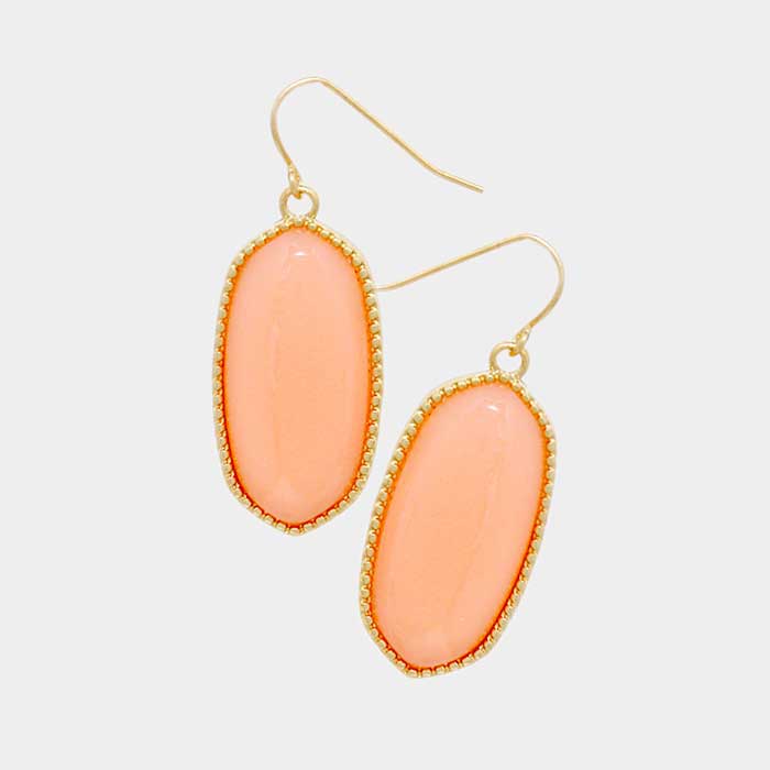 Peach Cabochon Drop Earrings