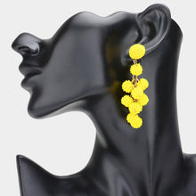 Load image into Gallery viewer, Yellow Seed Beaded Ball Cluster Vine Dangle Earrings
