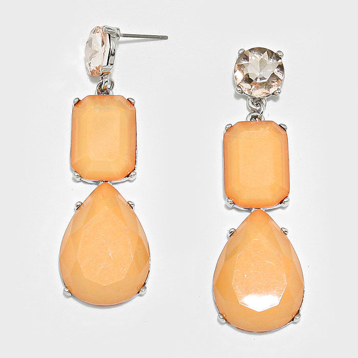 Crystal Accented Gemstone Drop Earrings