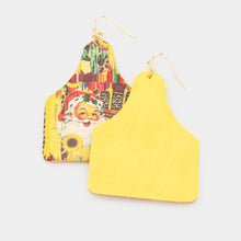 Load image into Gallery viewer, Santa Claus Sunflower Print Faux Leather Dangle Earrings
