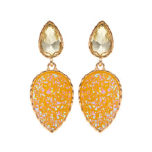 Load image into Gallery viewer, Yellow Teardrop Druzy Cluster Dangle Earrings
