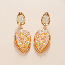 Load image into Gallery viewer, Yellow Teardrop Druzy Cluster Dangle Earrings
