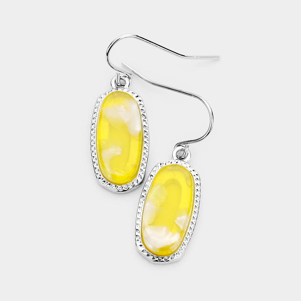 Yellow Gem Stone Dangle Earrings
