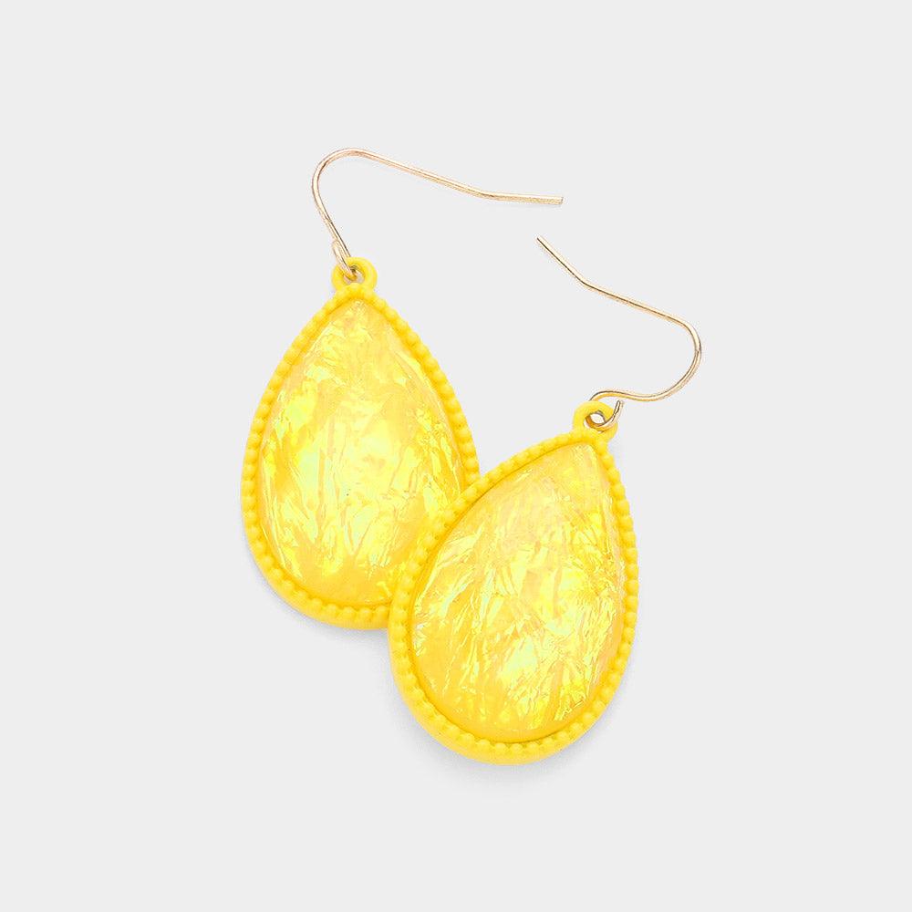 Yellow Teardrop Dangle Earrings