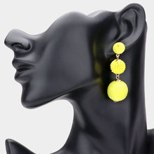 Load image into Gallery viewer, Yellow Seed Beaded Thread Wrapped Ball Link Dangle Earrings
