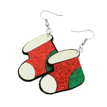 Load image into Gallery viewer, Red Christmas Socks Dangle Earrings
