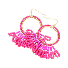 Load image into Gallery viewer, Gold Seed Beaded Fringe Metallic Tiered Circle Dangle Earrings
