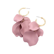 Load image into Gallery viewer, Pink Metal Hoop Petal Link Dangle Earrings
