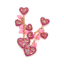 Load image into Gallery viewer, Pink Stone Beads Embellished Heart Cluster Link Dangle Earrings
