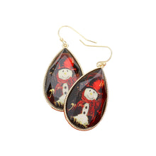 Load image into Gallery viewer, Gold Snowman Printed Teardrop Dangle Earrings
