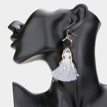 Load image into Gallery viewer, Gray Boho Genuine Druzy Tassel Earrings
