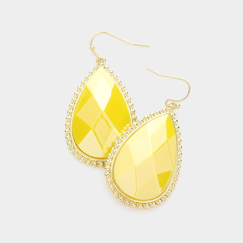 Yellow Teardrop Dangle Earrings