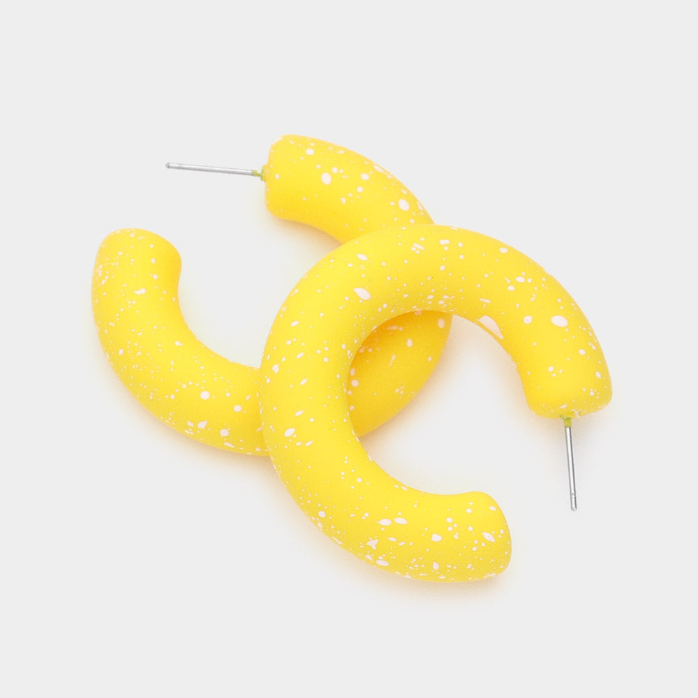 Yellow Paint Splash Bold Half Hoop Earrings