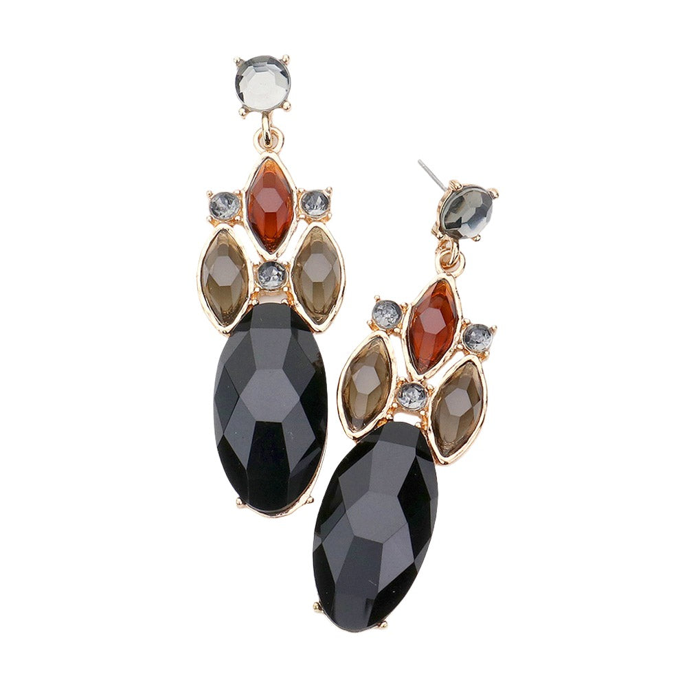 Black Exotic Glass Dangle Earrings