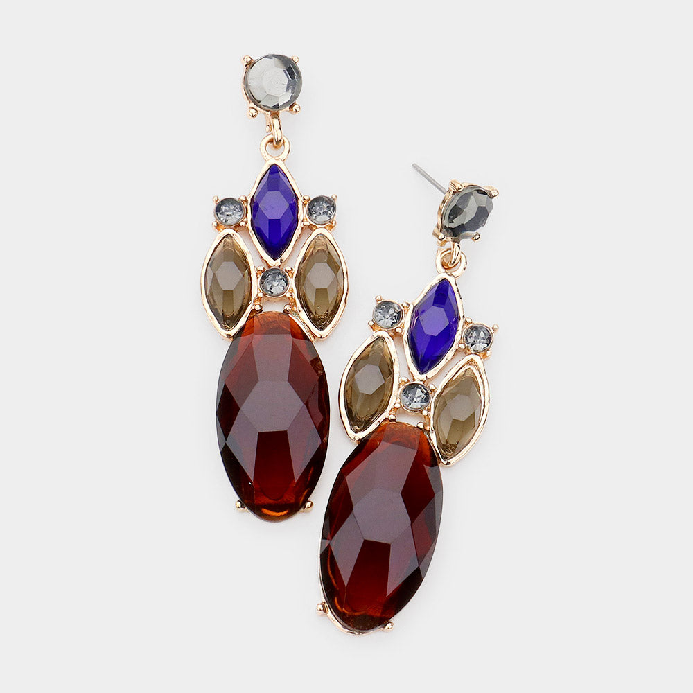 Brown Exotic Glass Dangle Earrings