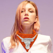 Load image into Gallery viewer, Orange Seed Beaded Steer Head Accented Collar Necklace
