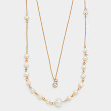Load image into Gallery viewer, Gold Double Layer Crystal Pearl Necklace
