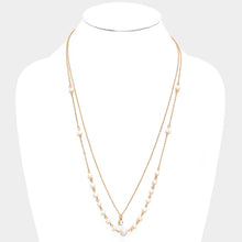 Load image into Gallery viewer, Gold Double Layer Crystal Pearl Necklace
