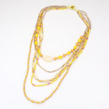 Load image into Gallery viewer, Yellow Wood Seed Beaded Multi Layered Bib Necklace
