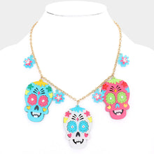 Load image into Gallery viewer, White Flower Skull Head Charm Necklace
