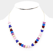 Load image into Gallery viewer, Purple 
Colorful Triangle Wood Bead Necklace
