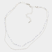 Load image into Gallery viewer, White Paper Clip Metal Linked Faceted Beaded Layered Necklace
