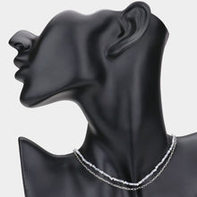 Load image into Gallery viewer, White Paper Clip Metal Linked Faceted Beaded Layered Necklace
