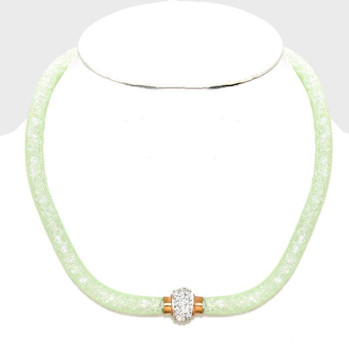 Green Magnetic Netted Shimmer Necklace