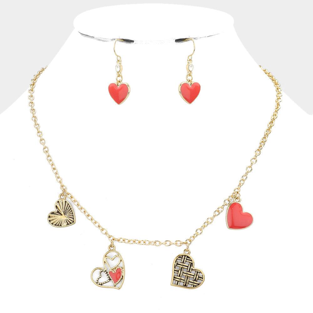 Gold Heart Collage Collar Necklace