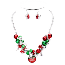 Load image into Gallery viewer, Silver 
Merry Christmas Bell Ball Collar Necklace
