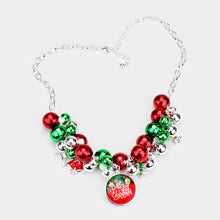 Load image into Gallery viewer, Silver 
Merry Christmas Bell Ball Collar Necklace
