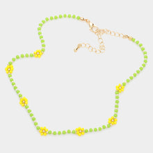 Load image into Gallery viewer, Yellow Beaded Flower Station Choker Necklace
