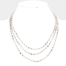 Load image into Gallery viewer, Rectangle Lucite Colorful Seed Beaded Triple Layered Bib Necklace
