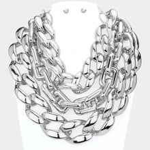 Load image into Gallery viewer, Triple Layered Resin Chain Link Bib Necklace
