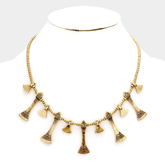 Gold Ancient Metal Charm Necklace