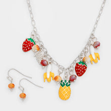 Load image into Gallery viewer, banana &amp; pineapple tropical fruit charm necklace
