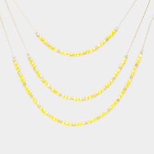 Load image into Gallery viewer, Yellow Faceted Beaded Triple Layered Bib Necklace
