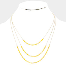 Load image into Gallery viewer, Yellow Faceted Beaded Triple Layered Bib Necklace
