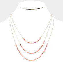 Load image into Gallery viewer, Orange Faceted Beaded Triple Layered Bib Necklace
