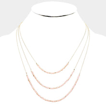 Load image into Gallery viewer, Pink Faceted Beaded Triple Layered Bib Necklace
