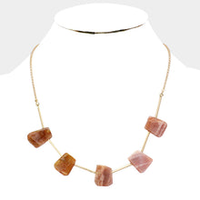 Load image into Gallery viewer, Gold Abstract Natural Stone Station Necklace
