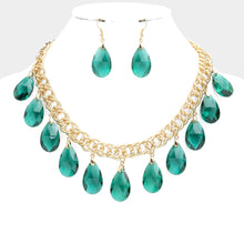 Load image into Gallery viewer, Emerald Teardrop Link Statement Necklace
