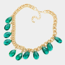 Load image into Gallery viewer, Emerald Teardrop Link Statement Necklace

