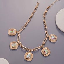 Load image into Gallery viewer, Gold Crystal Stone Square Cluster Charm Necklace
