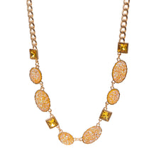 Load image into Gallery viewer, Yellow Oval Druzy Square Stone Cluster Station Necklace
