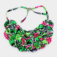 Load image into Gallery viewer, Green Crystal Centered Fabric Round Cluster Collar Necklace
