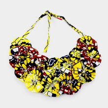 Load image into Gallery viewer, Yellow Crystal Centered Fabric Round Cluster Collar Necklace
