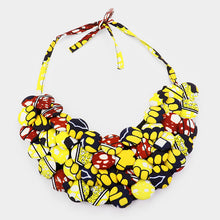 Load image into Gallery viewer, Yellow Fabric Covered Button Cluster Collar Statement Necklace
