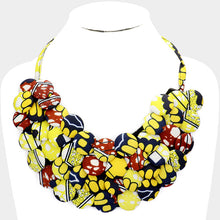 Load image into Gallery viewer, Yellow Fabric Covered Button Cluster Collar Statement Necklace
