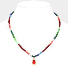 Load image into Gallery viewer, Teardrop Glass Stone Pendant Faceted Beaded Necklace
